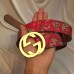 Gucci Arabesque canvas belt with interlocking G red