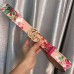 Gucci GG Blooms leather belt with double G buckle pink