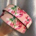 Gucci GG Blooms leather belt with double G buckle pink