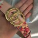 Gucci GG Blooms leather belt with double G buckle pink