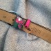 Gucci GG Blooms leather belt with interlocking G green