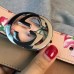 Gucci GG Blooms leather belt with interlocking G pink