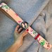 Gucci GG Blooms leather belt with interlocking G pink