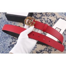 Gucci Calf Leather Belt with Double G Buckle 35mm Width Red