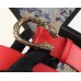 Gucci Leather Belt with Gold Dionysus Buckle Red 2018