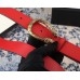 Gucci Leather Belt with Gold Dionysus Buckle Red 2018