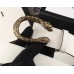 Gucci Leather Belt with Gold Dionysus Buckle White 2018