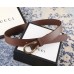 Gucci Leather Belt with Gold Dionysus Buckle Brown 2018