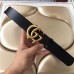 Gucci 3.8cm Wide Leather Belt With gold gg buckle black