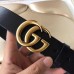 Gucci 3.8cm Wide Leather Belt With gold gg buckle black