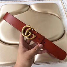 Gucci 3.8cm Wide Leather Belt With gold gg buckle burgundy