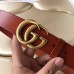 Gucci 3.8cm Wide Leather Belt With gold gg buckle burgundy