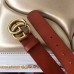 Gucci 3.8cm Wide Leather Belt With gold gg buckle burgundy