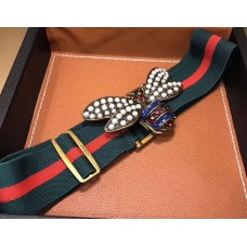 Gucci Width 4cm Green/Red Web Belt with Bee 453277