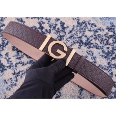 Gucci Width 3.8cm Leather Signature GG Belt with Single G Buckle Coffee 2019