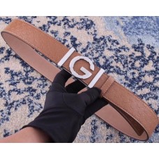 Gucci Width 3.8cm Leather Signature GG Belt with Single G Buckle Brown 2019