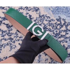 Gucci Width 3.8cm Leather Signature GG Belt with Single G Buckle Green 2019