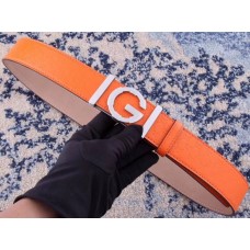 Gucci Width 3.8cm Leather Signature GG Belt with Single G Buckle Orange 2019