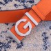 Gucci Width 3.8cm Leather Signature GG Belt with Single G Buckle Orange 2019