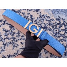 Gucci Width 3.8cm Leather Signature GG Belt with Single G Buckle Sky Blue 2019
