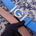 Gucci Width 3.8cm Leather Signature GG Belt with Single G Buckle Sky Blue 2019