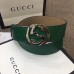 Gucci Width 4cm Signature Leather Belt Green with Interlocking G Buckle