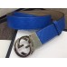 Gucci Width 4cm Signature Leather Belt Blue with Interlocking G Buckle