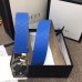 Gucci Width 4cm Signature Leather Belt Blue with Interlocking G Buckle