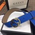 Gucci Width 4cm Signature Leather Belt Blue with Interlocking G Buckle