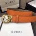 Gucci Width 4cm Signature Leather Belt Orange with Interlocking G Buckle