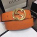 Gucci Width 4cm Signature Leather Belt Orange with Interlocking G Buckle