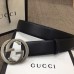 Gucci Width 4cm Leather Belt Black with Interlocking G Buckle