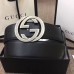 Gucci Width 4cm Leather Belt Black with Interlocking G Buckle