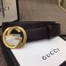 Gucci Width 4cm Leather Belt Coffee with Interlocking G Buckle