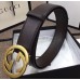 Gucci Width 4cm Leather Belt Coffee with Interlocking G Buckle