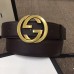 Gucci Width 4cm Leather Belt Coffee with Interlocking G Buckle