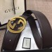 Gucci Width 4cm Leather Belt Coffee with Interlocking G Buckle