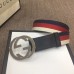 Gucci Width 4cm Sylvie Web and Leather Belt Black with Interlocking G Buckle