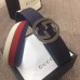 Gucci Width 4cm Sylvie Web and Leather Belt Blue with Interlocking G Buckle