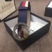 Gucci Width 4cm Sylvie Web and Leather Belt Blue with Interlocking G Buckle