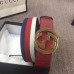 Gucci Width 4cm Sylvie Web and Leather Belt Red with Interlocking G Buckle