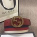 Gucci Width 4cm Sylvie Web and Leather Belt Red with Interlocking G Buckle