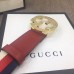 Gucci Width 4cm Sylvie Web and Leather Belt Red with Interlocking G Buckle
