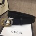 Gucci Width 4cm Leather Belt Black with Gold/Silver Interlocking G Buckle