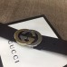 Gucci Width 4cm Leather Belt Coffee with Gold/Silver Interlocking G Buckle