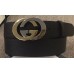 Gucci Width 4cm Leather Belt Coffee with Gold/Silver Interlocking G Buckle