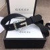 Gucci Width 3.5cm Leather Belt Black with Crystals Square G Buckle