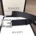 Gucci Width 3.5cm Leather Belt Black with Crystals Square G Buckle