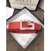 Gucci Width 3.5cm Leather Belt Red with Crystals Square G Buckle