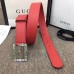 Gucci Width 3.5cm Leather Belt Red with Crystals Square G Buckle